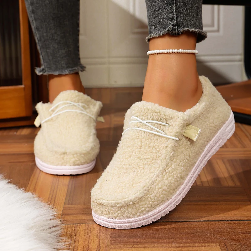 Damen Gefütterte Teddy-Fleece‑Hausschuhe mit gepolstertem Komfortfußbett und rutschfester Gummisohle Drune