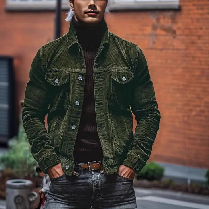 Herren Cordjacke im modernen Design mit praktischen Brusttaschen Drune