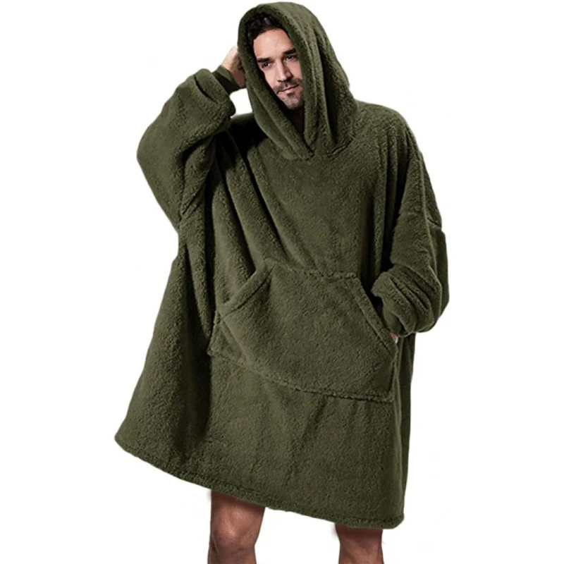 Damen oversize Fleece-Hoodie mit Kängurutasche und Kapuze Drune
