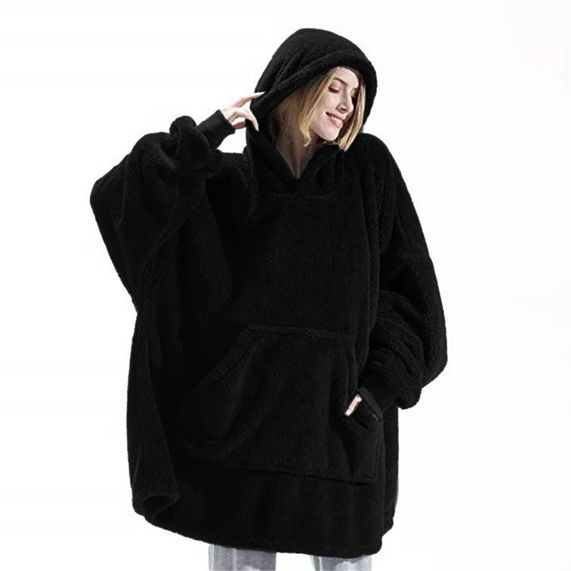 Damen Kuschelige Oversize-Hoodiejacke aus Fleece mit Kängurutasche Drune