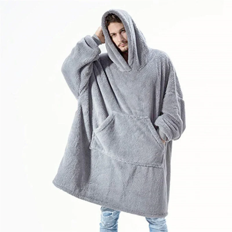 Damen Kuschelige Oversize-Hoodiejacke aus Fleece mit Kängurutasche Drune