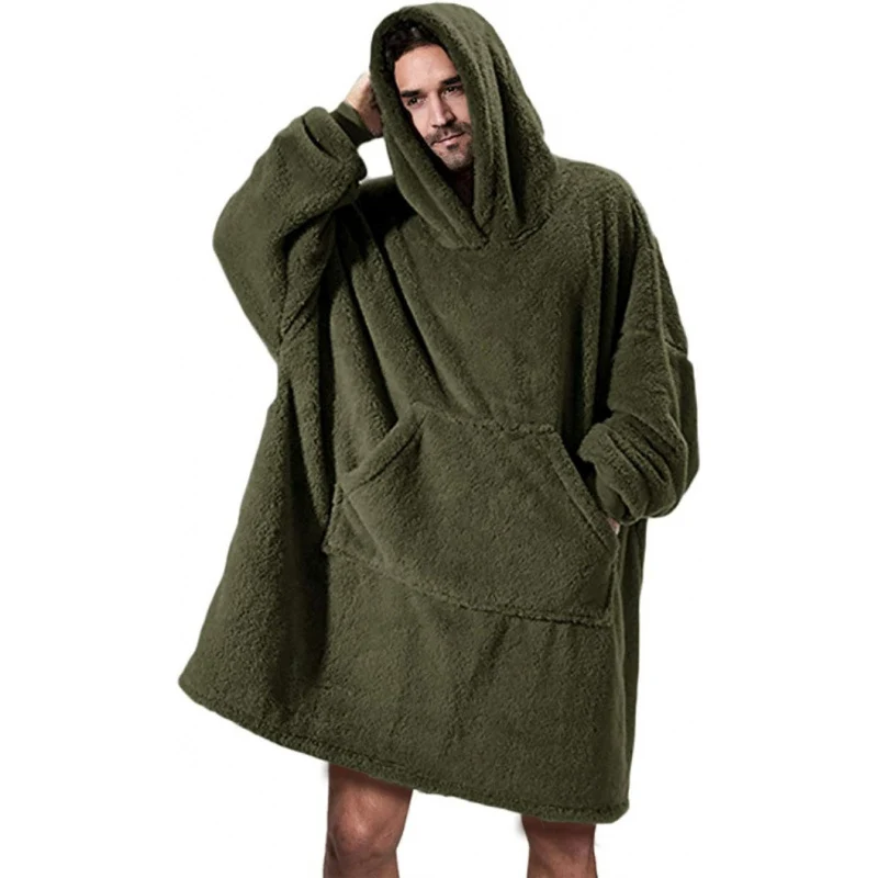 Damen Kuschelige Oversize-Hoodiejacke aus Fleece mit Kängurutasche Drune