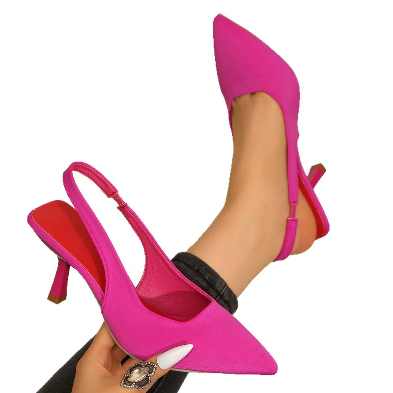 Damen elegante Sling-Pumps mit schmalem Riemen und hochglänzendem Finish Drune