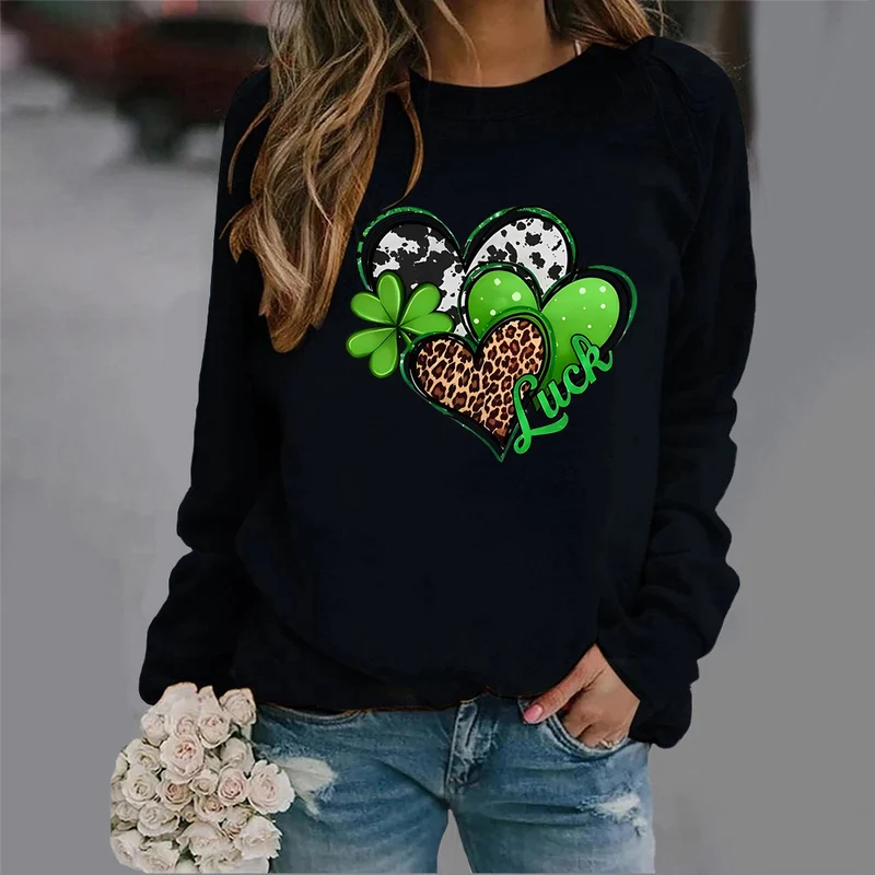 Damen Sweatshirt mit kreativem Herzdesign und auffälligem Motiv Drune