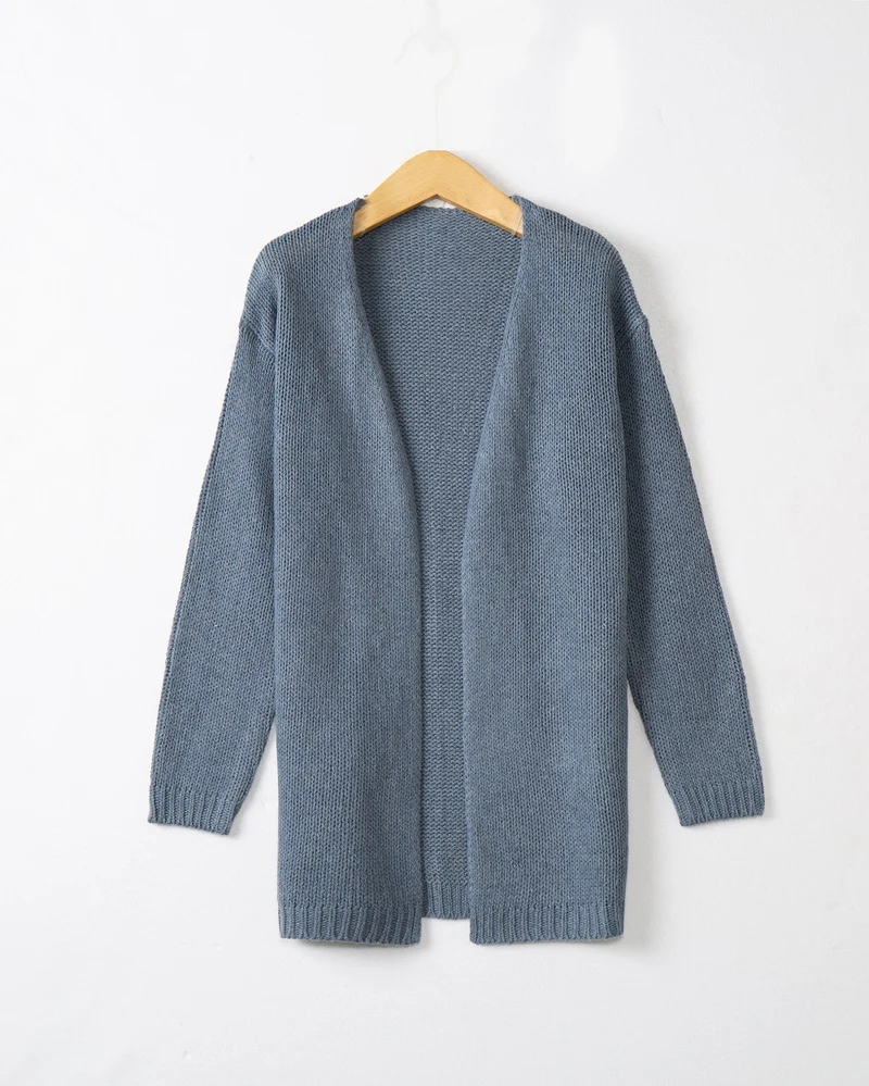 Damen Longline Strickcardigan ohne Verschluss mit offener Front und feiner Rippkante Drune