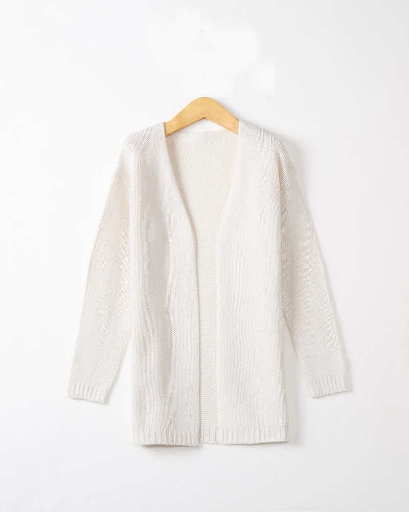 Damen Longline Strickcardigan ohne Verschluss mit offener Front und feiner Rippkante Drune