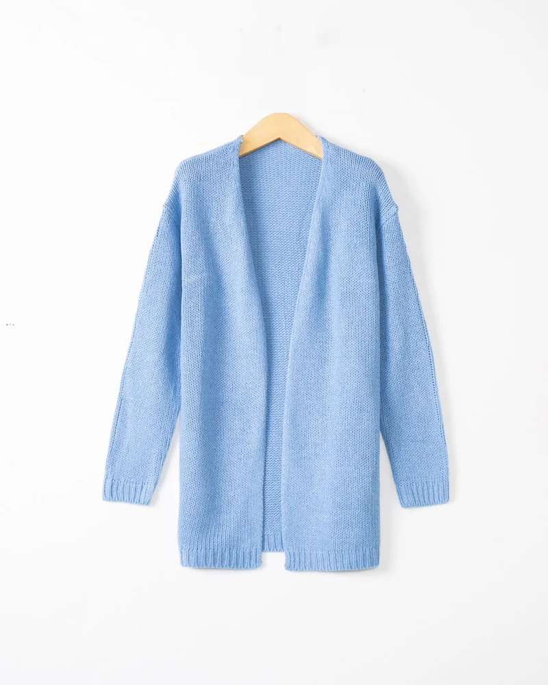 Damen Longline Strickcardigan ohne Verschluss mit offener Front und feiner Rippkante Drune