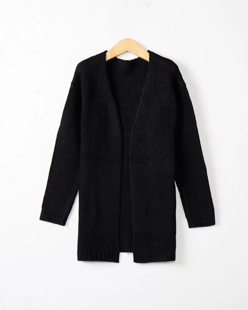 Damen Longline Strickcardigan ohne Verschluss mit offener Front und feiner Rippkante Drune
