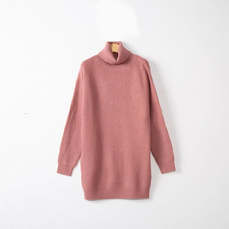 Damen Langer Rippstrick-Rollkragenpullover im Oversize-Schnitt Drune