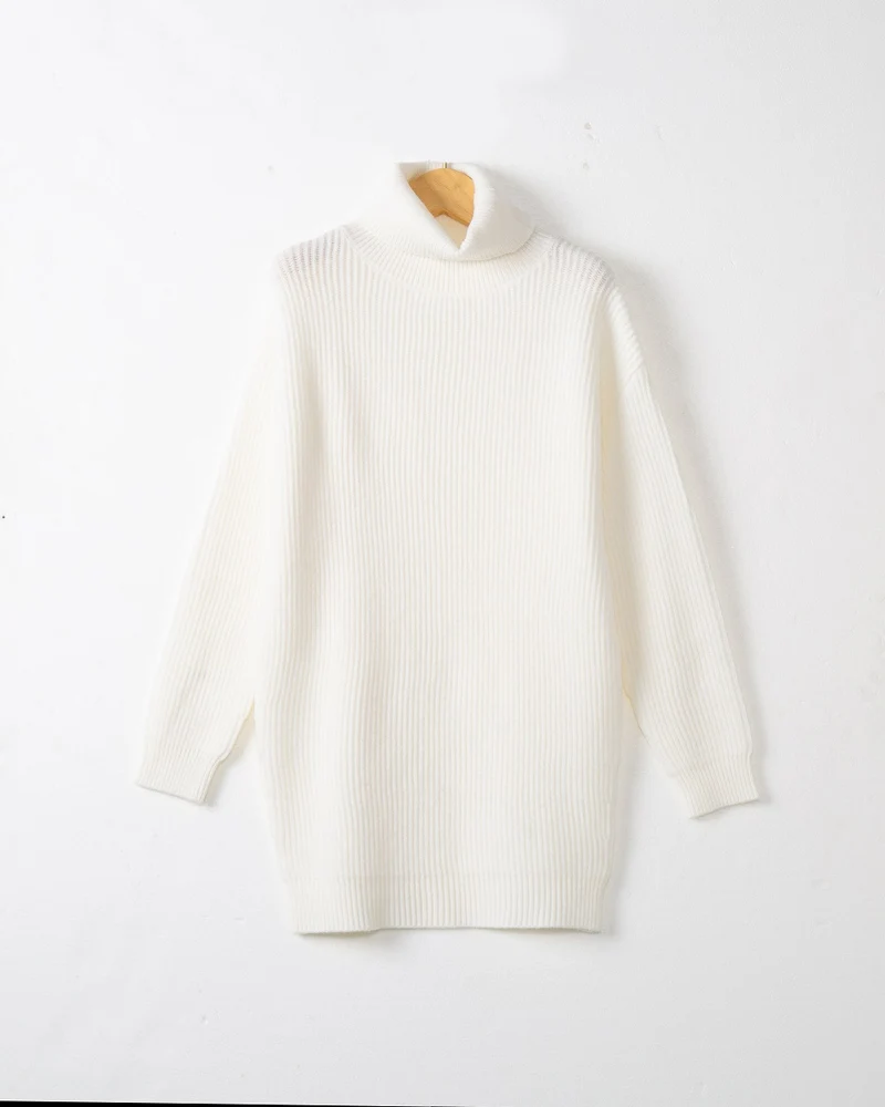 Damen Langer Rippstrick-Rollkragenpullover im Oversize-Schnitt Drune