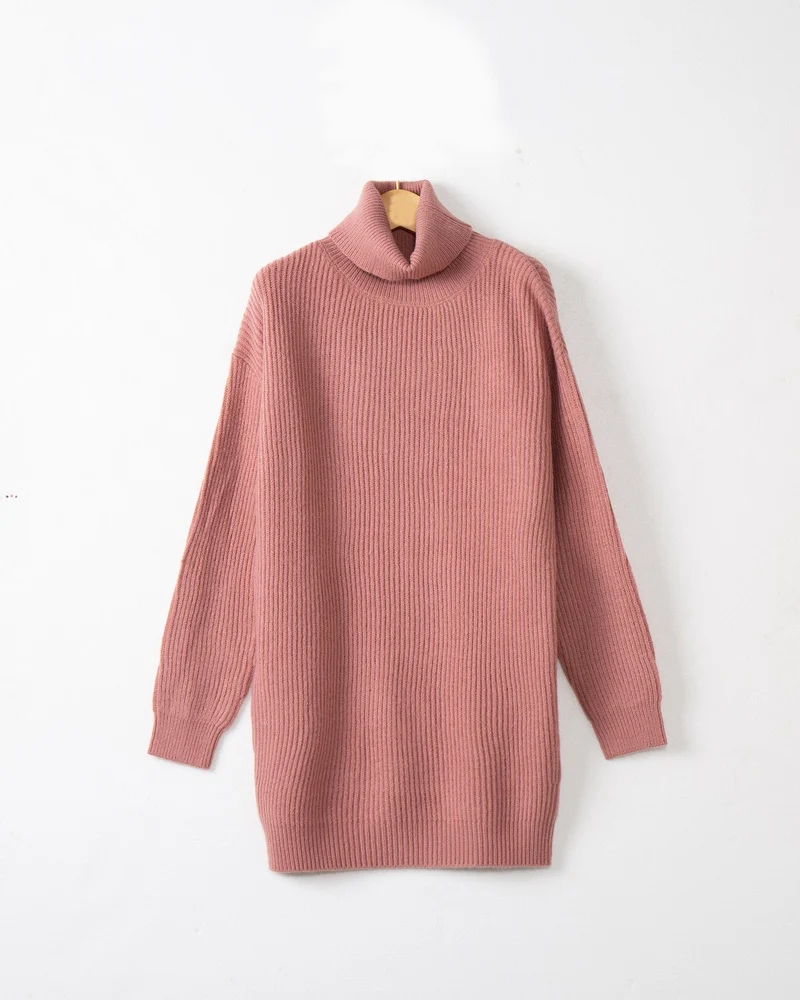 Damen Langer Rippstrick-Rollkragenpullover im Oversize-Schnitt Drune