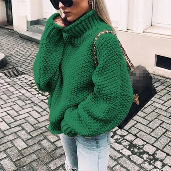 Damen Grobgestrickter Boxy-Rollkragenpullover mit strukturierter Waffeloptik und geripptem Saum Drune