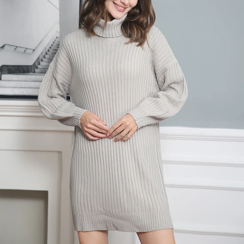 Damen Gerippter Rollkragen-Tunika mit kastigem Oversize-Schnitt Drune