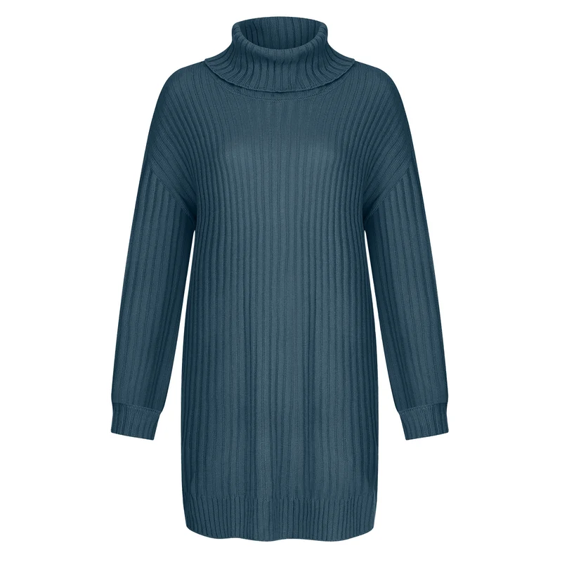 Damen Gerippter Rollkragen-Tunika mit kastigem Oversize-Schnitt Drune