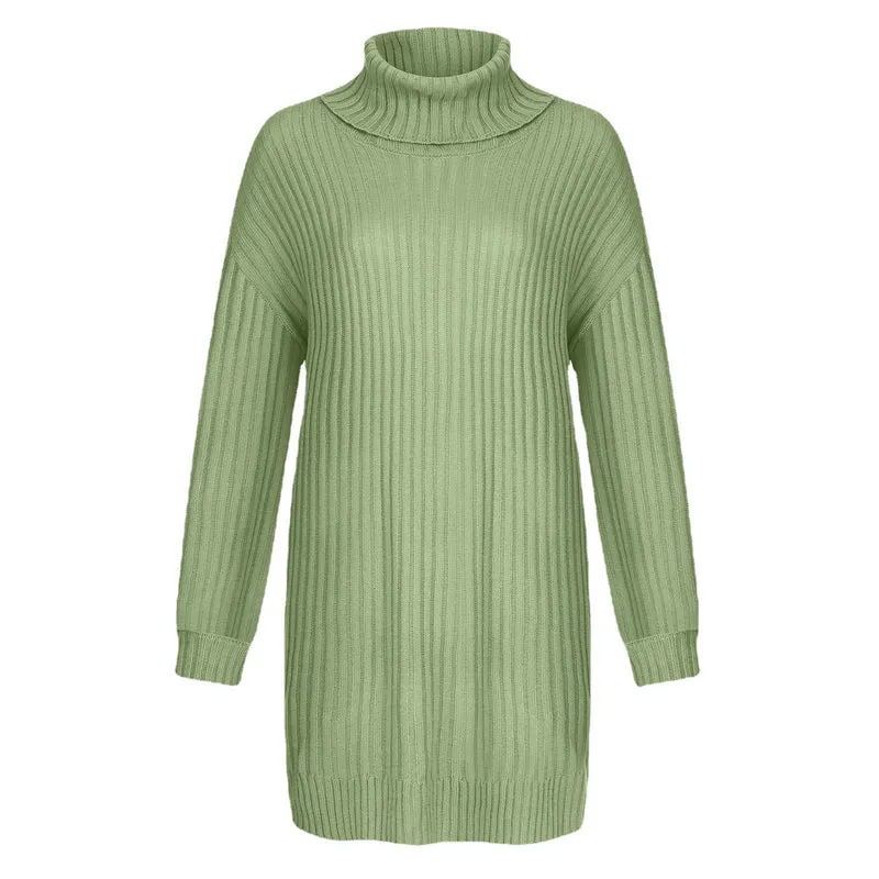 Damen Gerippter Rollkragen-Tunika mit kastigem Oversize-Schnitt Drune