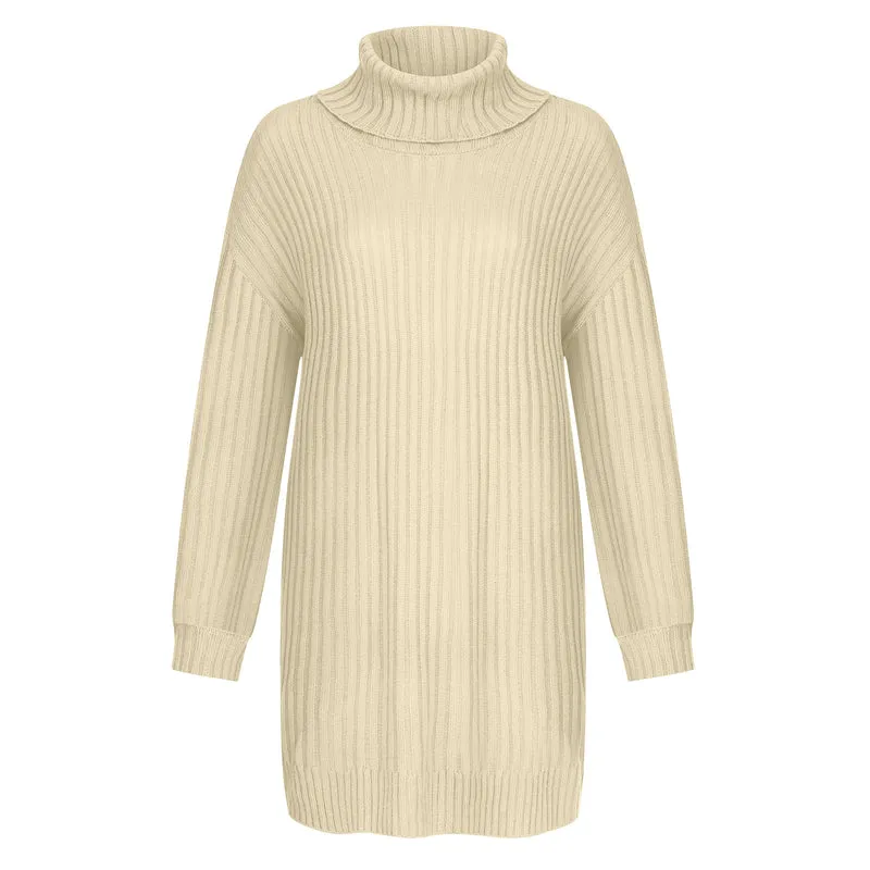 Damen Gerippter Rollkragen-Tunika mit kastigem Oversize-Schnitt Drune