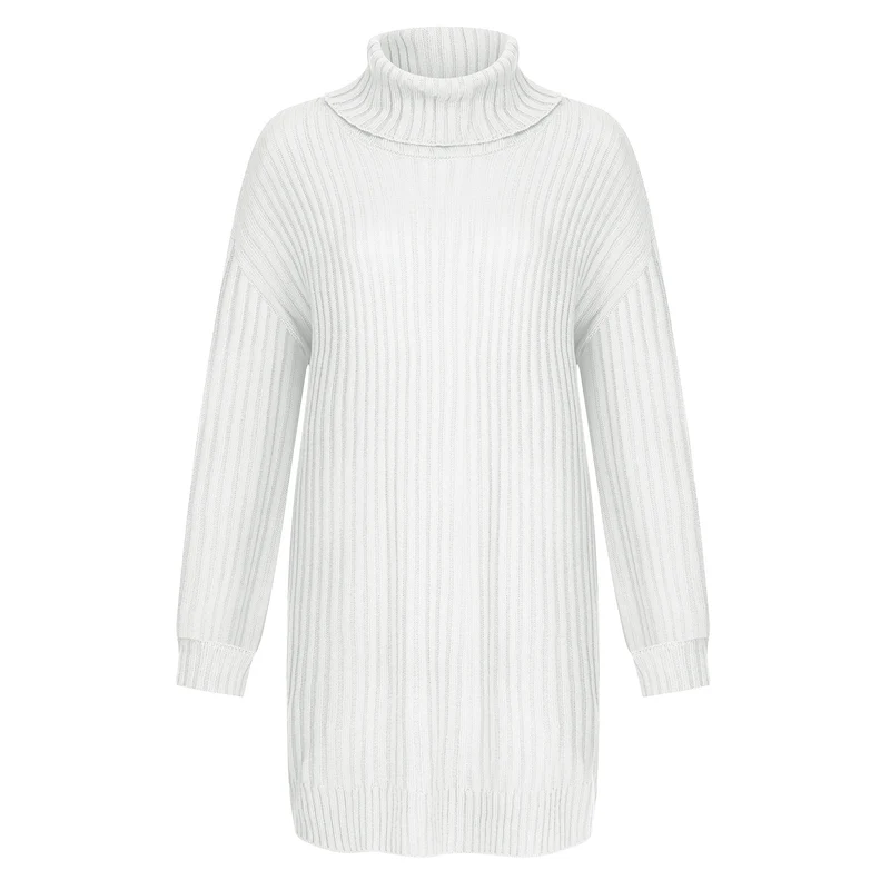 Damen Gerippter Rollkragen-Tunika mit kastigem Oversize-Schnitt Drune