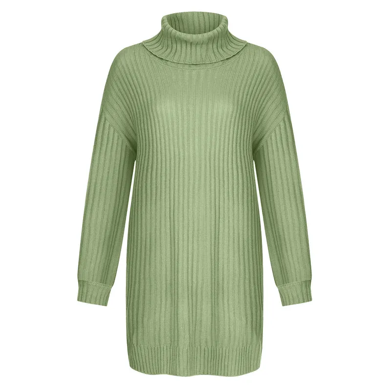 Damen Gerippter Rollkragen-Tunika mit kastigem Oversize-Schnitt Drune