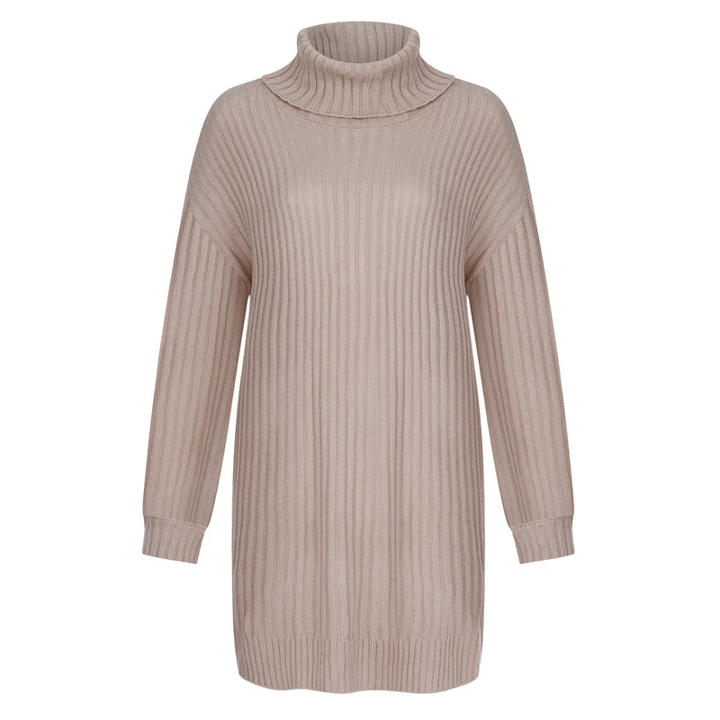 Damen Gerippter Rollkragen-Tunika mit kastigem Oversize-Schnitt Drune