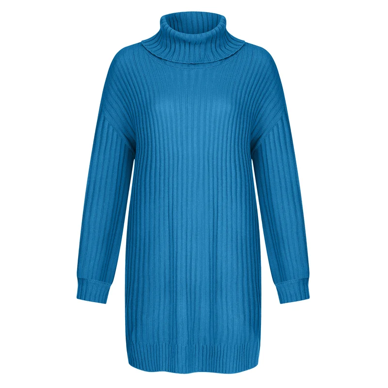 Damen Gerippter Rollkragen-Tunika mit kastigem Oversize-Schnitt Drune
