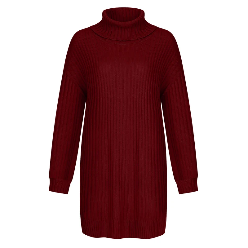 Damen Gerippter Rollkragen-Tunika mit kastigem Oversize-Schnitt Drune