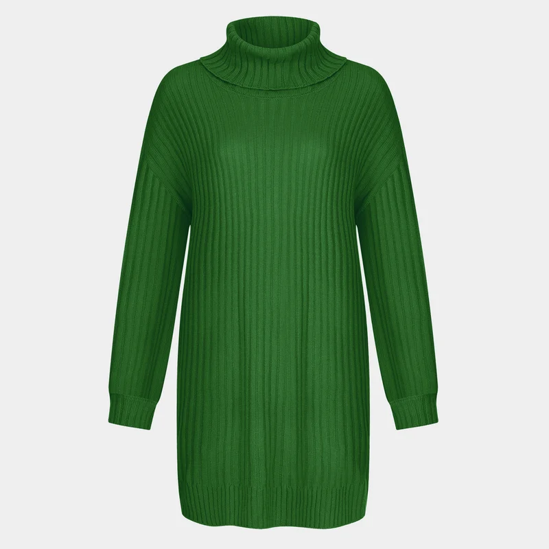 Damen Gerippter Rollkragen-Tunika mit kastigem Oversize-Schnitt Drune
