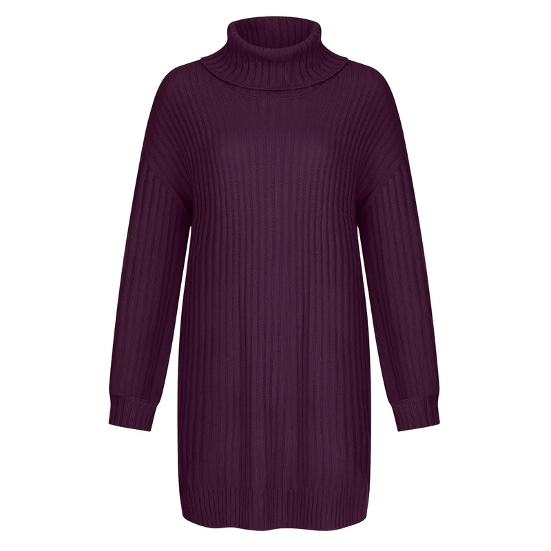 Damen Gerippter Rollkragen-Tunika mit kastigem Oversize-Schnitt Drune