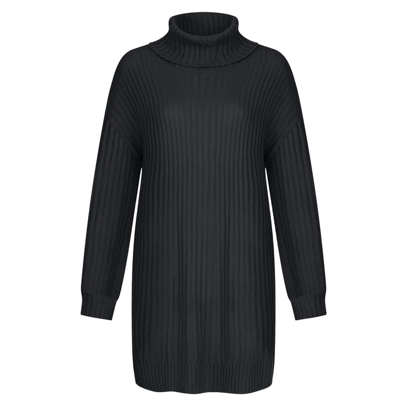 Damen Gerippter Rollkragen-Tunika mit kastigem Oversize-Schnitt Drune