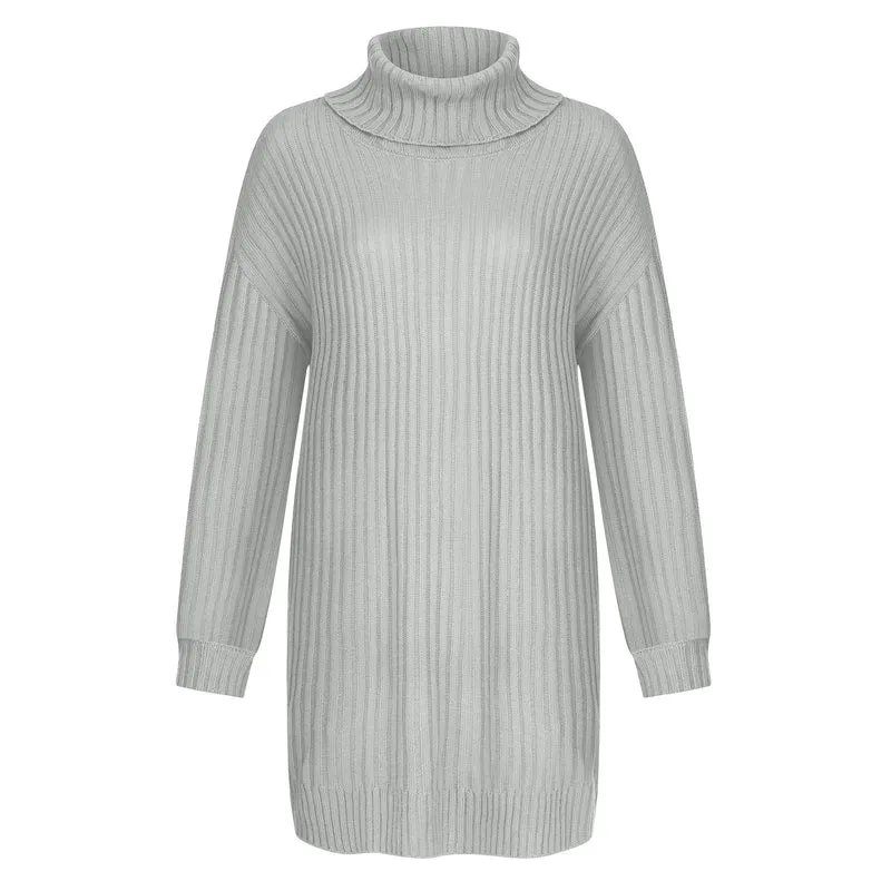 Damen Gerippter Rollkragen-Tunika mit kastigem Oversize-Schnitt Drune