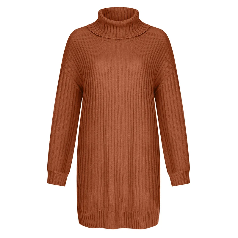 Damen Gerippter Rollkragen-Tunika mit kastigem Oversize-Schnitt Drune