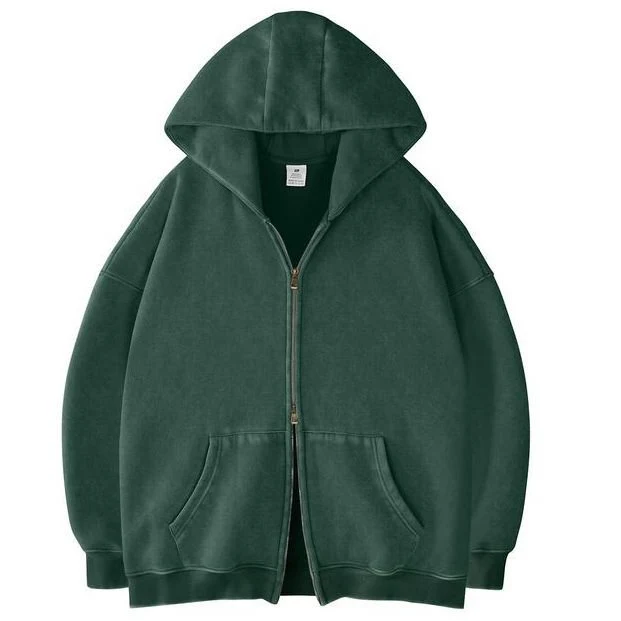 Unisex Oversized Kapuzenjacke mit Doppelreißverschluss und Kängurutaschen Drune