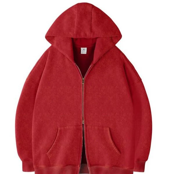 Unisex Oversized Kapuzenjacke mit Doppelreißverschluss und Kängurutaschen Drune