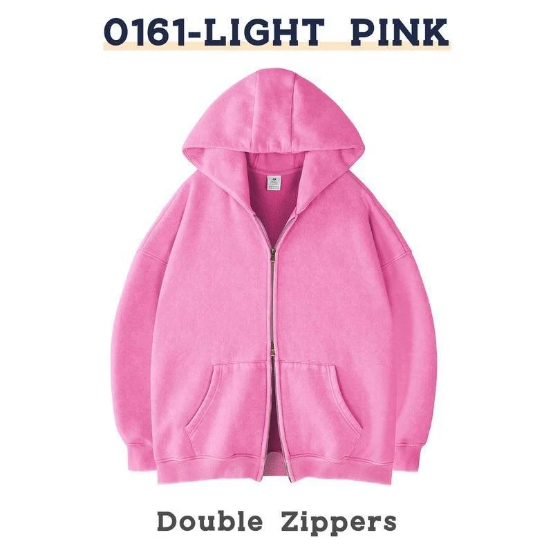 Unisex Oversized Kapuzenjacke mit Doppelreißverschluss und Kängurutaschen Drune