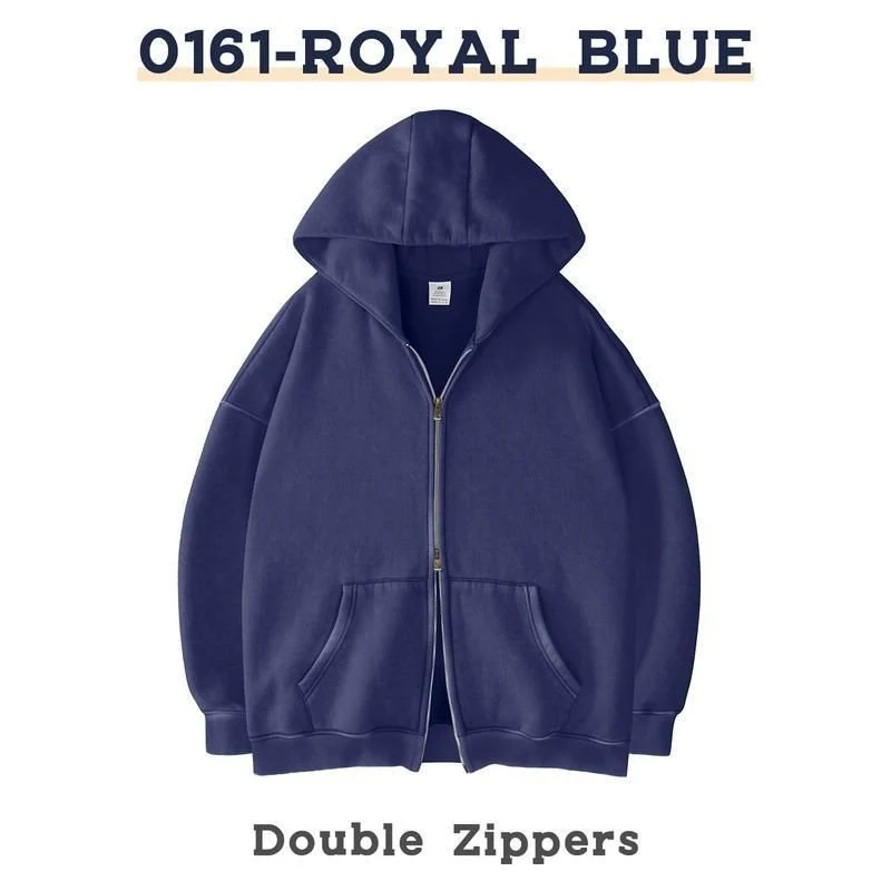 Unisex Oversized Kapuzenjacke mit Doppelreißverschluss und Kängurutaschen Drune