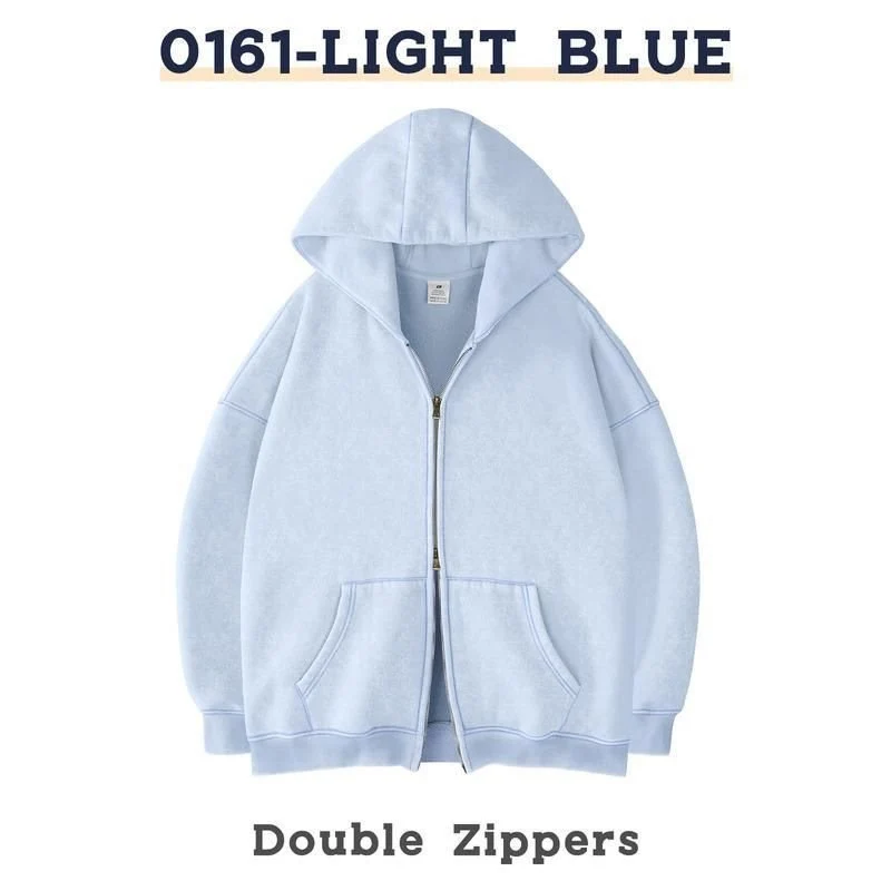 Unisex Oversized Kapuzenjacke mit Doppelreißverschluss und Kängurutaschen Drune