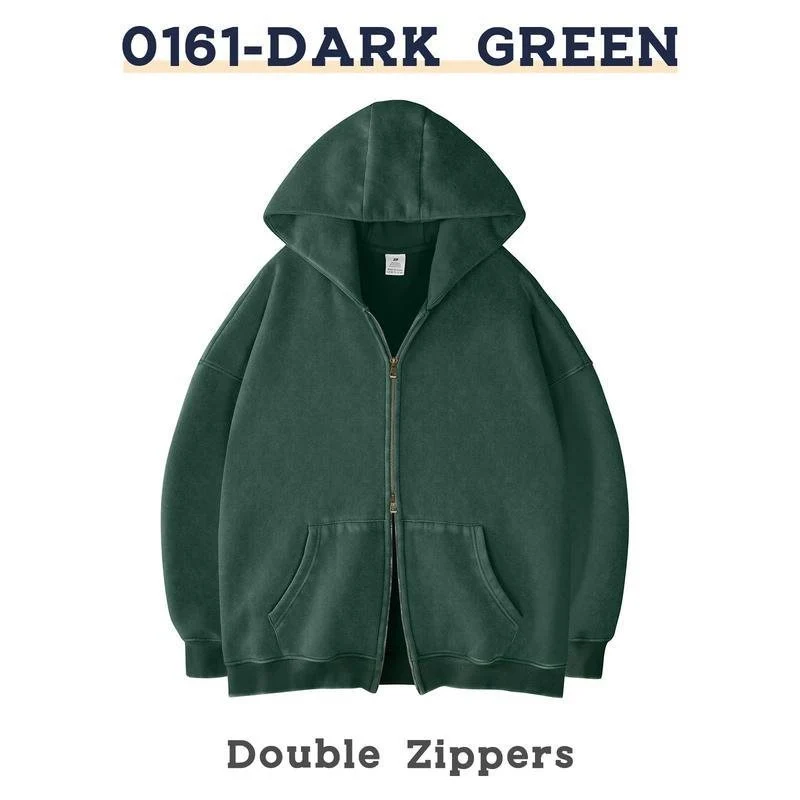 Unisex Oversized Kapuzenjacke mit Doppelreißverschluss und Kängurutaschen Drune