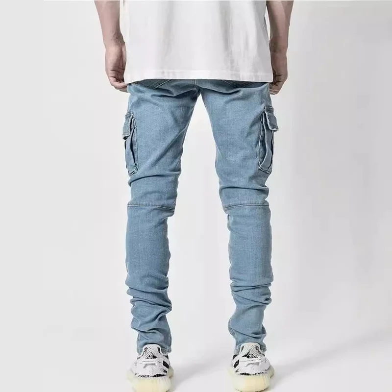Herren Eng geschnittene Cargo-Jeans mit Stretch und Mehrfach-Taschen Drune