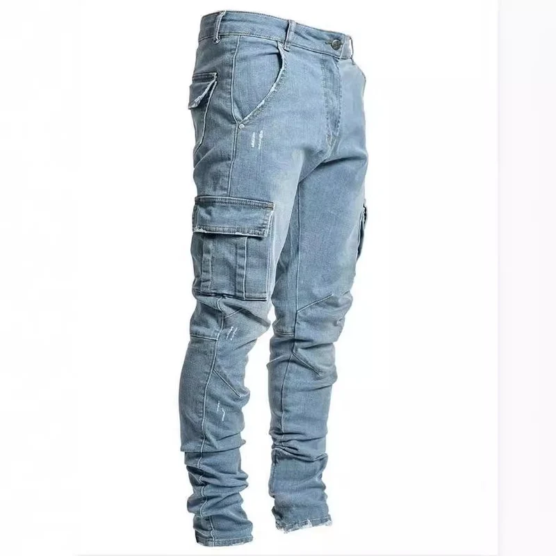 Herren Eng geschnittene Cargo-Jeans mit Stretch und Mehrfach-Taschen Drune