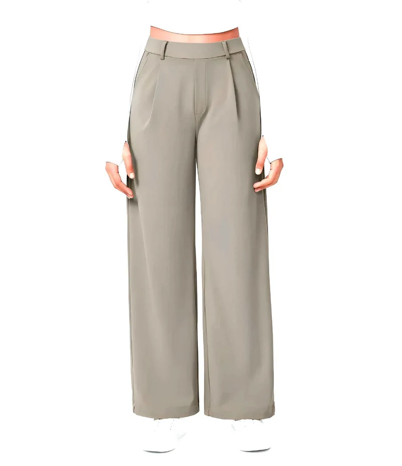 Damen Weite High‑Waist Palazzo‑Hose mit Bundfalten und Eingrifftaschen Drune