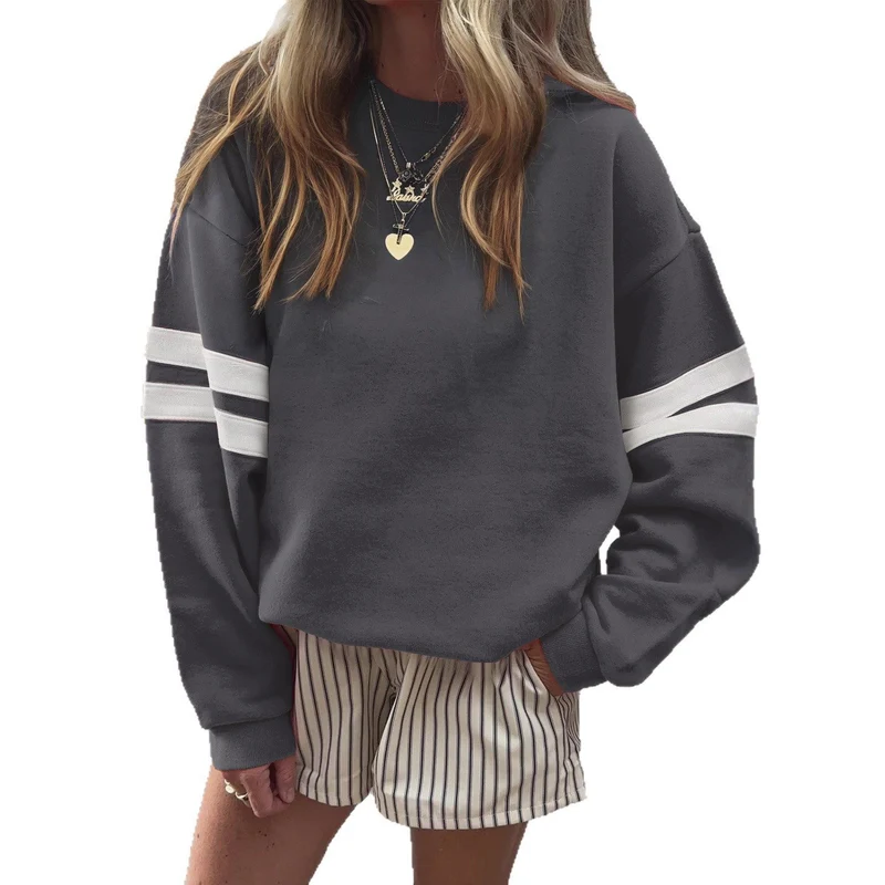 Damen Weit geschnittenes Sweatshirt mit Kontraststreifen an den Ärmeln Drune