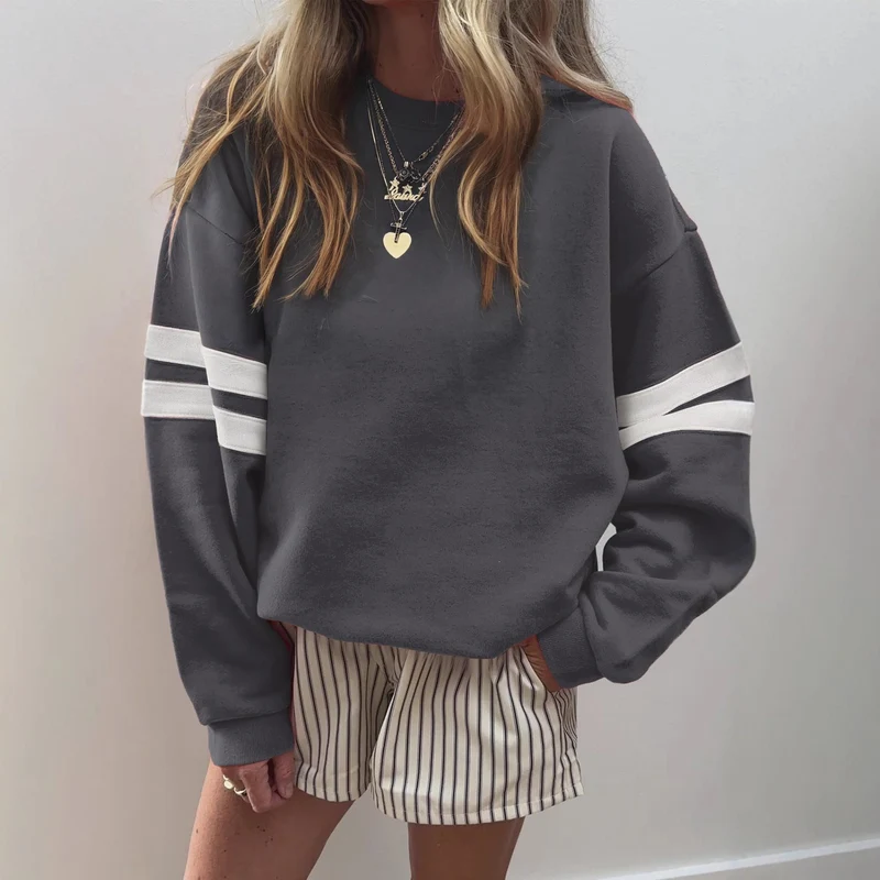 Damen Weit geschnittenes Sweatshirt mit Kontraststreifen an den Ärmeln Drune