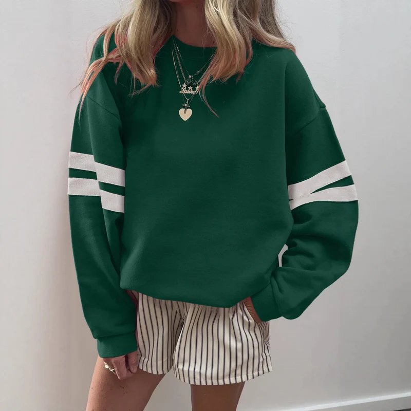 Damen Weit geschnittenes Sweatshirt mit Kontraststreifen an den Ärmeln Drune