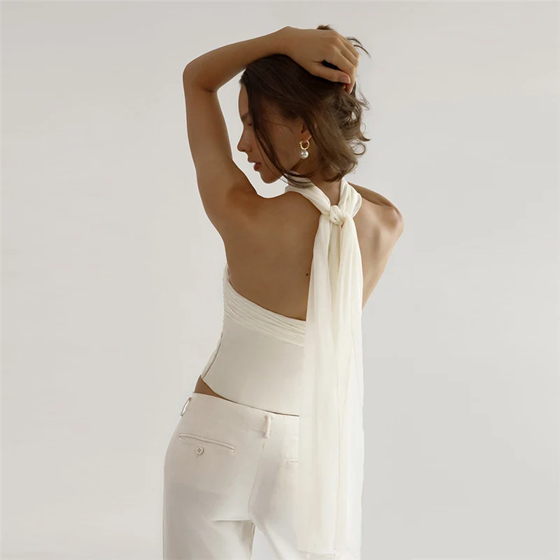 Damen Bandeau-Top mit eleganter Chiffonüberwurf Drune