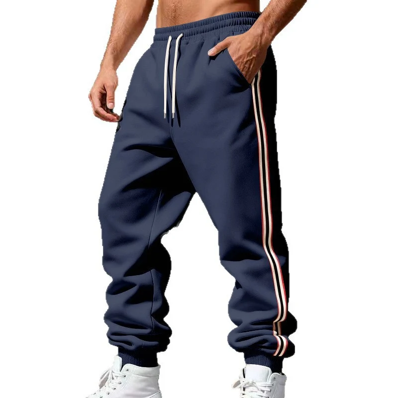 Herren lässige Jogginghose mit seitlichen Kontraststreifen, Gummibund und Bündchen Drune