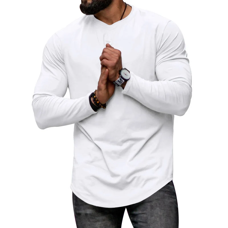 Herren Langarmshirt mit verlängertem Rundsaum und schmalem Schnitt aus elastischem Funktionsjersey Drune
