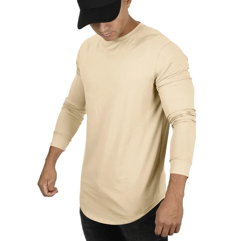 Herren Langarmshirt mit verlängertem Rundsaum und schmalem Schnitt aus elastischem Funktionsjersey Drune