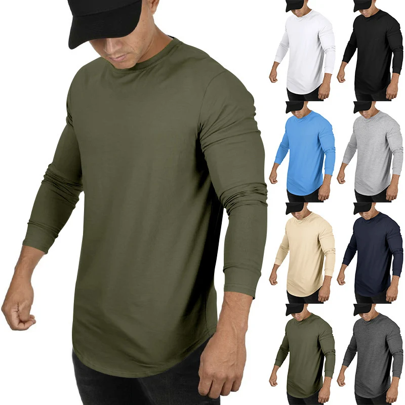 Herren Langarmshirt mit verlängertem Rundsaum und schmalem Schnitt aus elastischem Funktionsjersey Drune