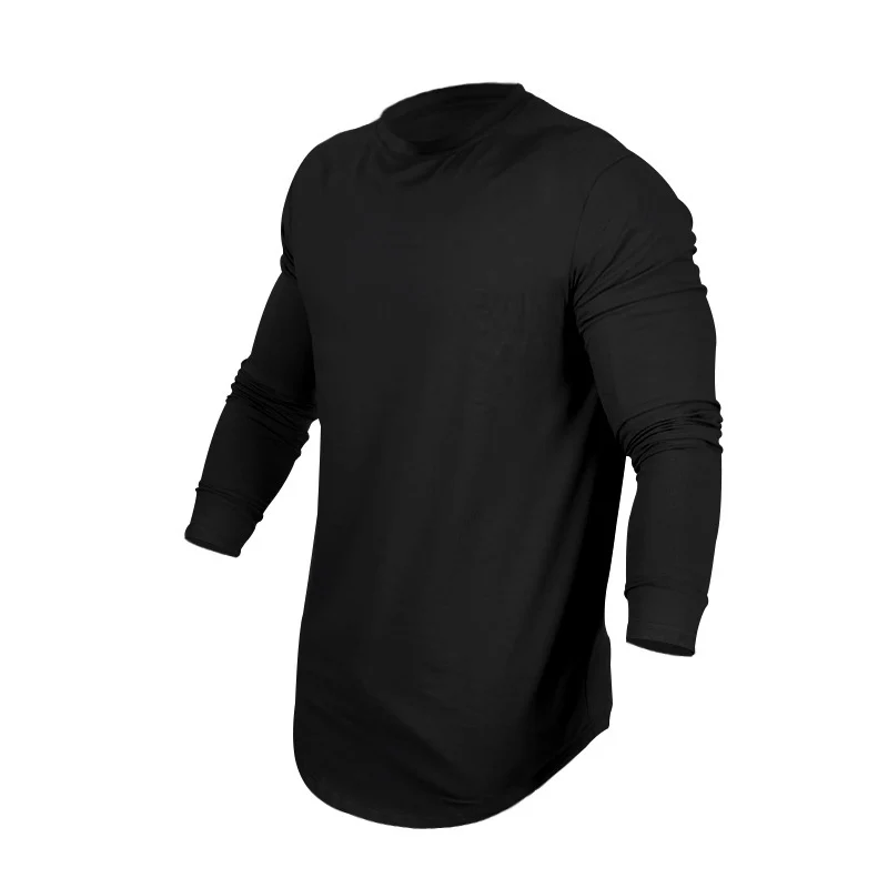 Herren Langarmshirt mit verlängertem Rundsaum und schmalem Schnitt aus elastischem Funktionsjersey Drune