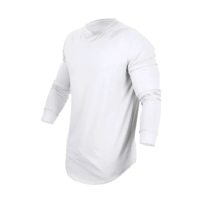 Herren Langarmshirt mit verlängertem Rundsaum und schmalem Schnitt aus elastischem Funktionsjersey Drune
