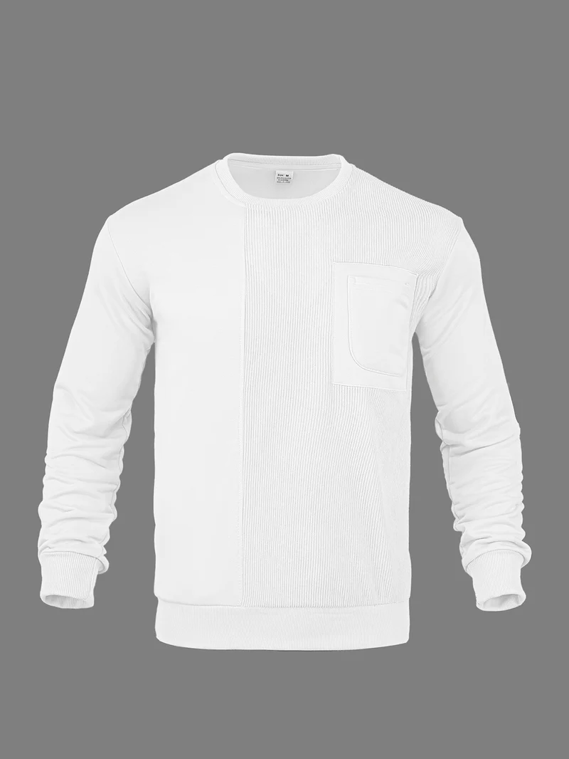 Herren Langärmeliges Struktur-Sweatshirt mit Brusttasche und Rippdetail Drune